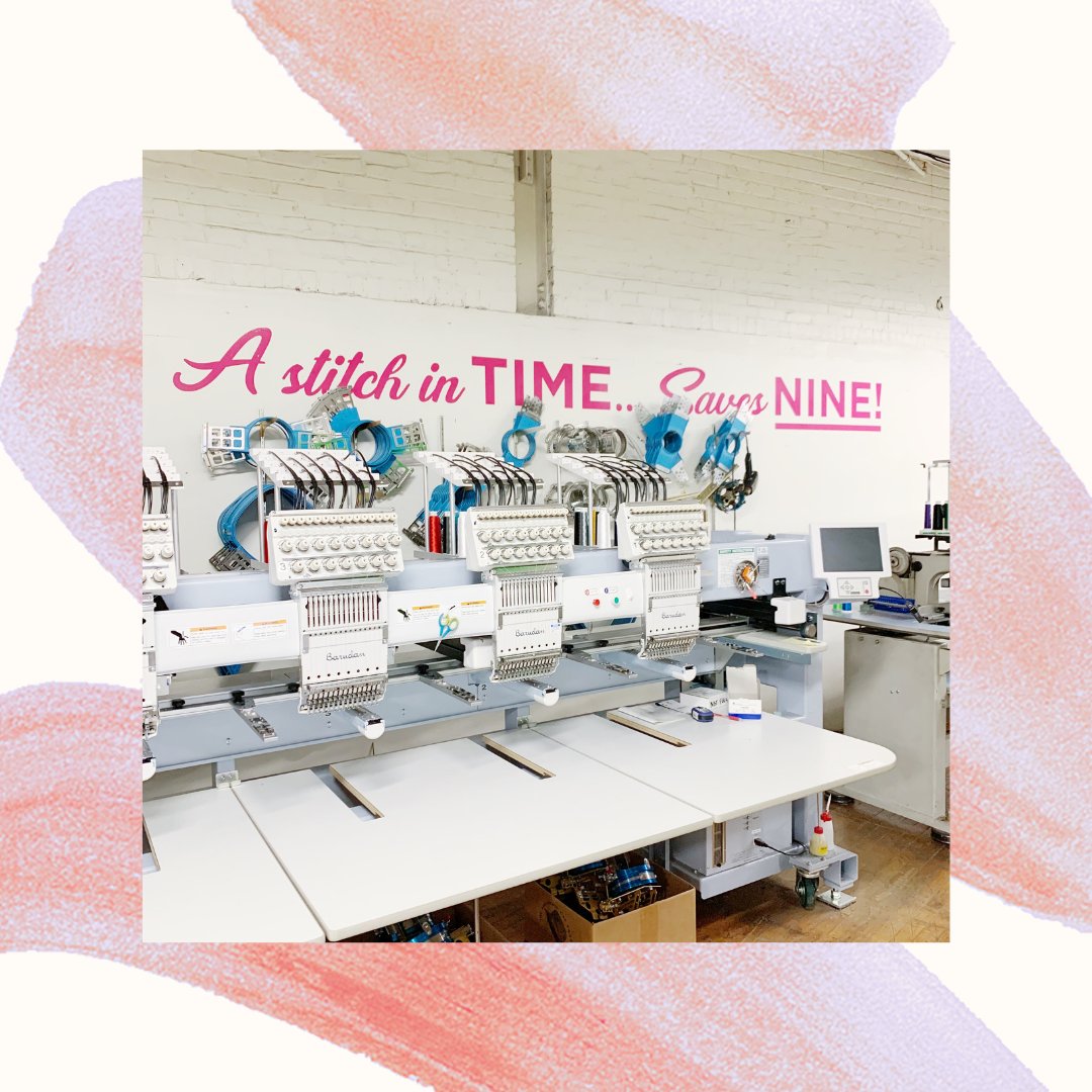 YouInkIt's tweet photo. A little glimpse of where the embroidery magic happens. 
-
-
-
#WearYourHustle #HustleSafely #customfacemasks #facemask #waterbottles #custom #youinkit #tshirtdesign #customapparel #designtips #createashirt #screenprinters #silkscreen #customdesign #hoodies #graphicdesign https://t.co/EDaEb2qw5R