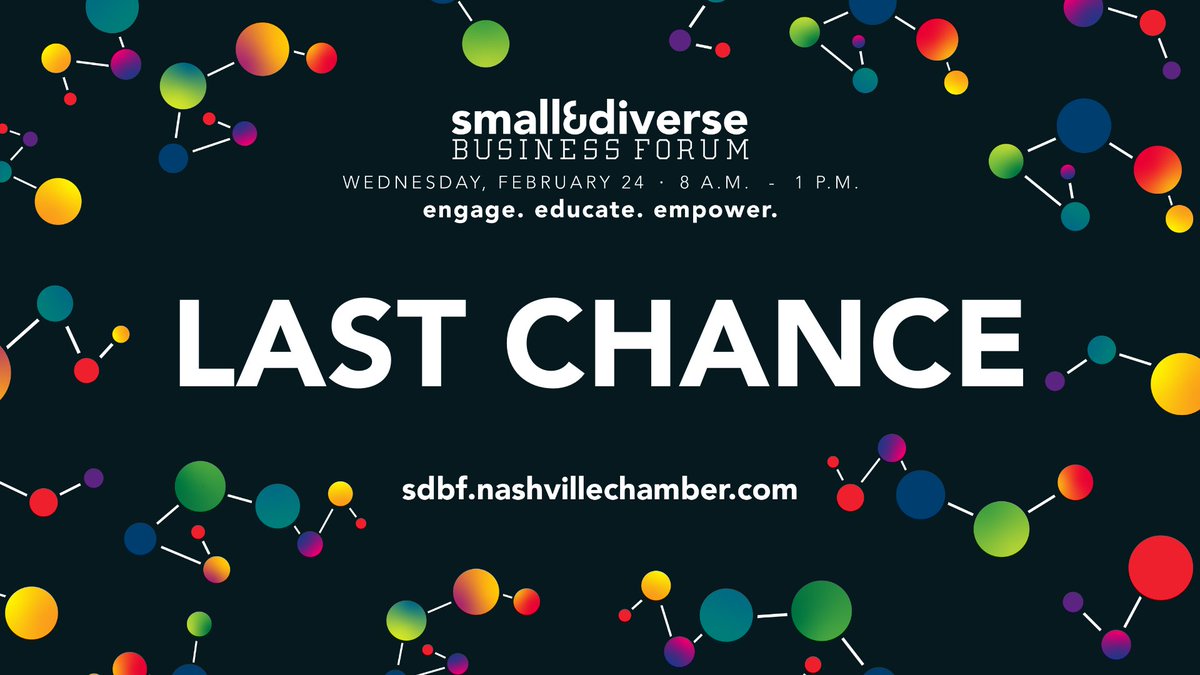 nashchamber's tweet photo. It's not too late to join us tomorrow morning for the Small &amp; Diverse Business Forum! Get your ticket before registration closes: https://t.co/JNmSDj1ZWp https://t.co/dhjsIa1vxC