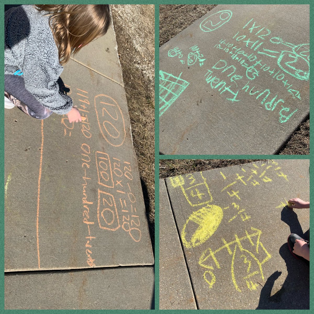 Ss at <a href="/WEES_Eagles/">West Englewood Elementary</a> enjoyed the sunshine while showing different ways to represent numbers. Today we focused on 120 and 3/4! <a href="/NKCSchools/">NKC Schools</a> #numberoftheday #getoutside