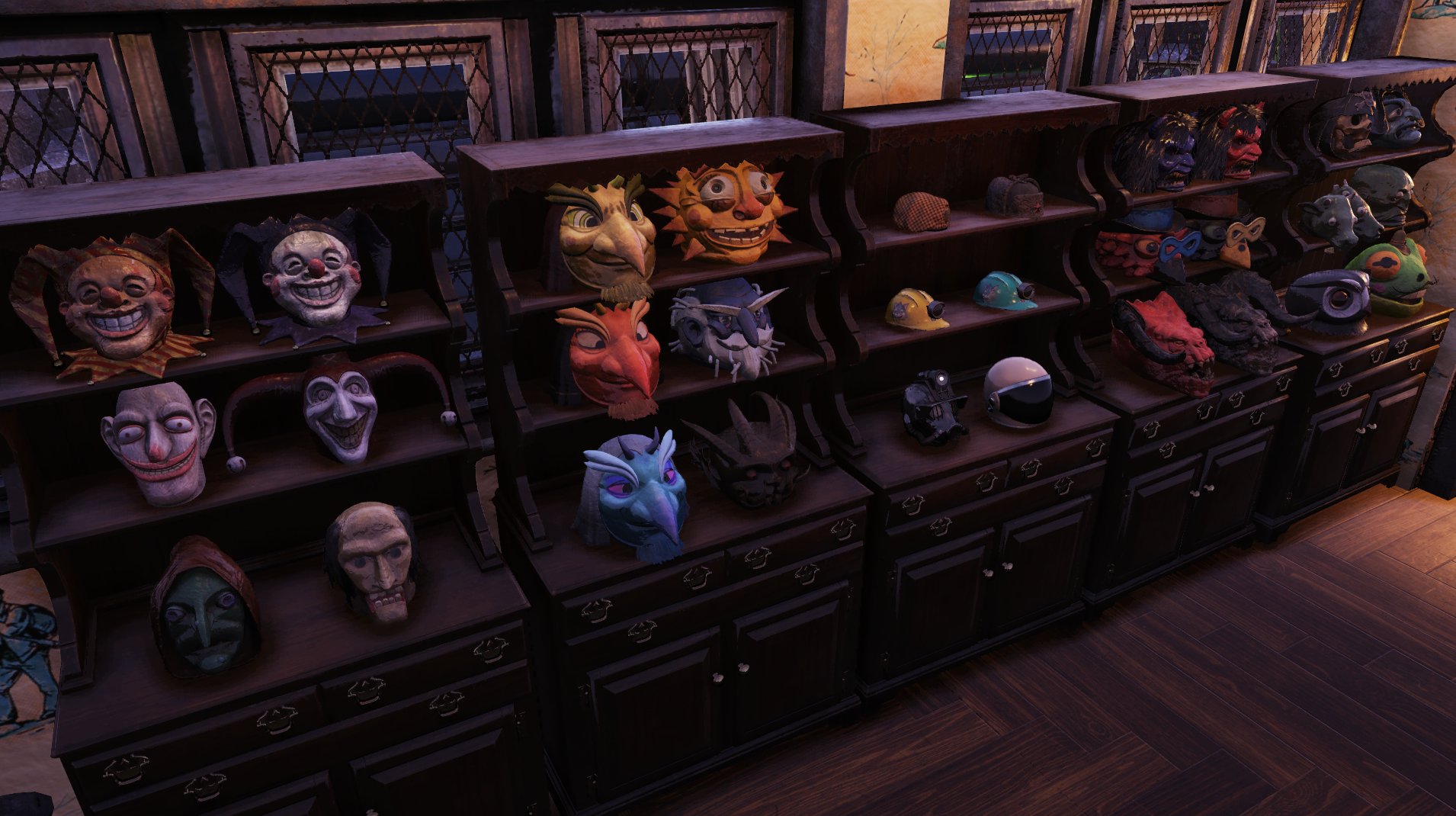 InnovSurvivalist on X: I just met the Fasnacht Collector with dozens of  masks on display! Well, that's some true dedication right there :) #FO76  #Fallout76 #Fallout #Fallout76取引  / X