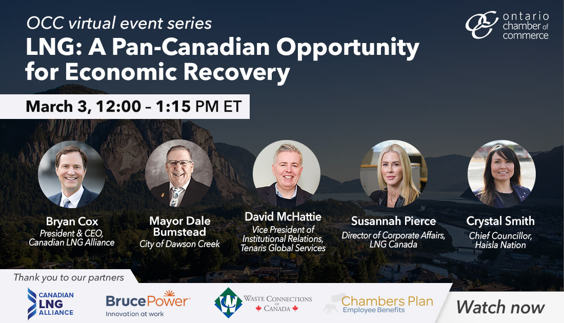 What does the Province of Ontario have to gain by advancing future LNG opportunities? The @OntarioCofC and @canadianlnga are hosting this important virtual discussion on Wednesday, March 3 at 12:00 pm (ET). Click here for details ow.ly/jNzd30ry7Xp
