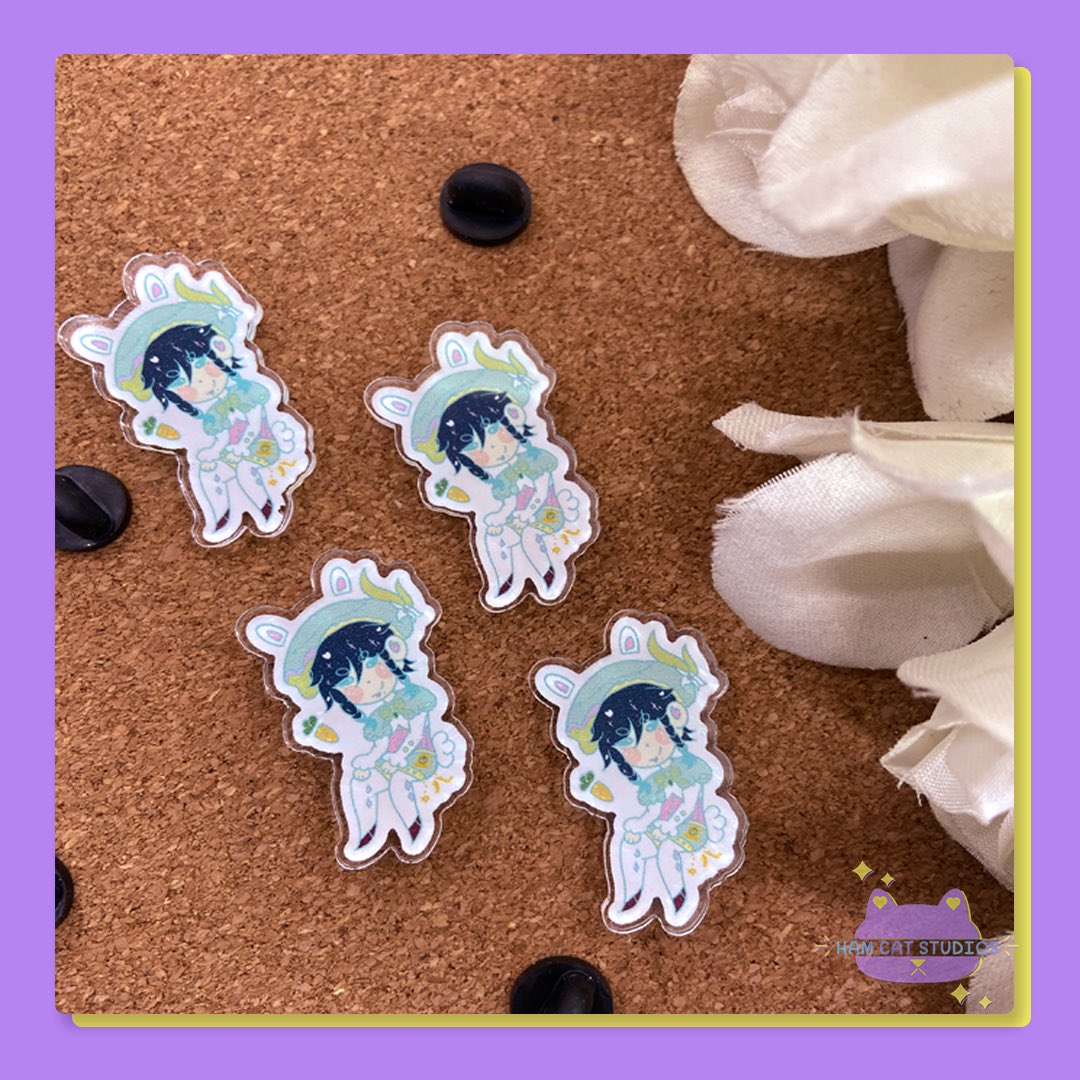 hamcatstudios's tweet photo. ♡︎ Easter Bunny Venti Acrylic Pin♡︎
— product photo

There will also be a Zhongli variant ✨

SPECS:
- 1.02” x 1.5”
- $5 USD / $8 USD if both Venti and Zhongli variant are bought together 

#原神 #genshinimpactfanart #genshinimpact https://t.co/TeNsJp4Q2i