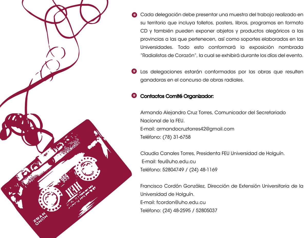 📢Ya estamos en festival‼️
Qué esperas? Únete a la fiesta de los radialistas universitarios cubanos <a href="/feu_cuba/">FEU de Cuba❤🇨🇺💪</a>. 
Esperamos por tú participación‼️

#12FestivalRadio #SomosFEU #RumboAl100FEU 

@IcrtCuba <a href="/radio_cubana/">Radio Cubana</a> <a href="/univholguinera/">UniversidadHolguin</a> <a href="/jose_angel9701/">José Angel Fernández Castañeda</a> <a href="/radioangulo/">CMKO Radio Angulo</a> <a href="/RadioHolguin/">Radio Holguín La Nueva</a>