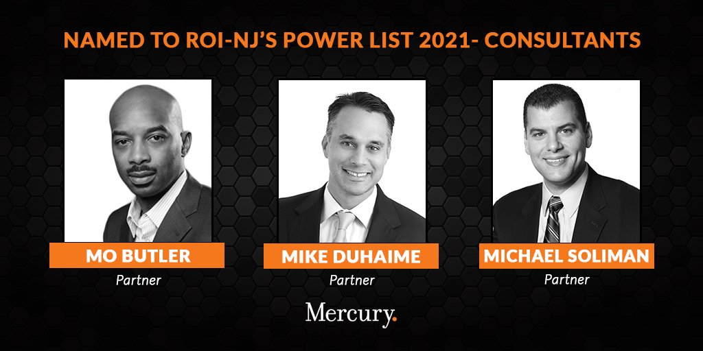 Mercury_NJ's tweet photo. Congratulations to @Mercury_NJ Partners @MikeDuHaime, @MikeDSoliman and @ModiaButler on being named to @ROINJNews' 2021 Influencers Power List, recognizing the most influential people across the Garden State!

Read this year’s full list here: https://t.co/gdNKdmWxra https://t.co/0KZe4jmtTJ