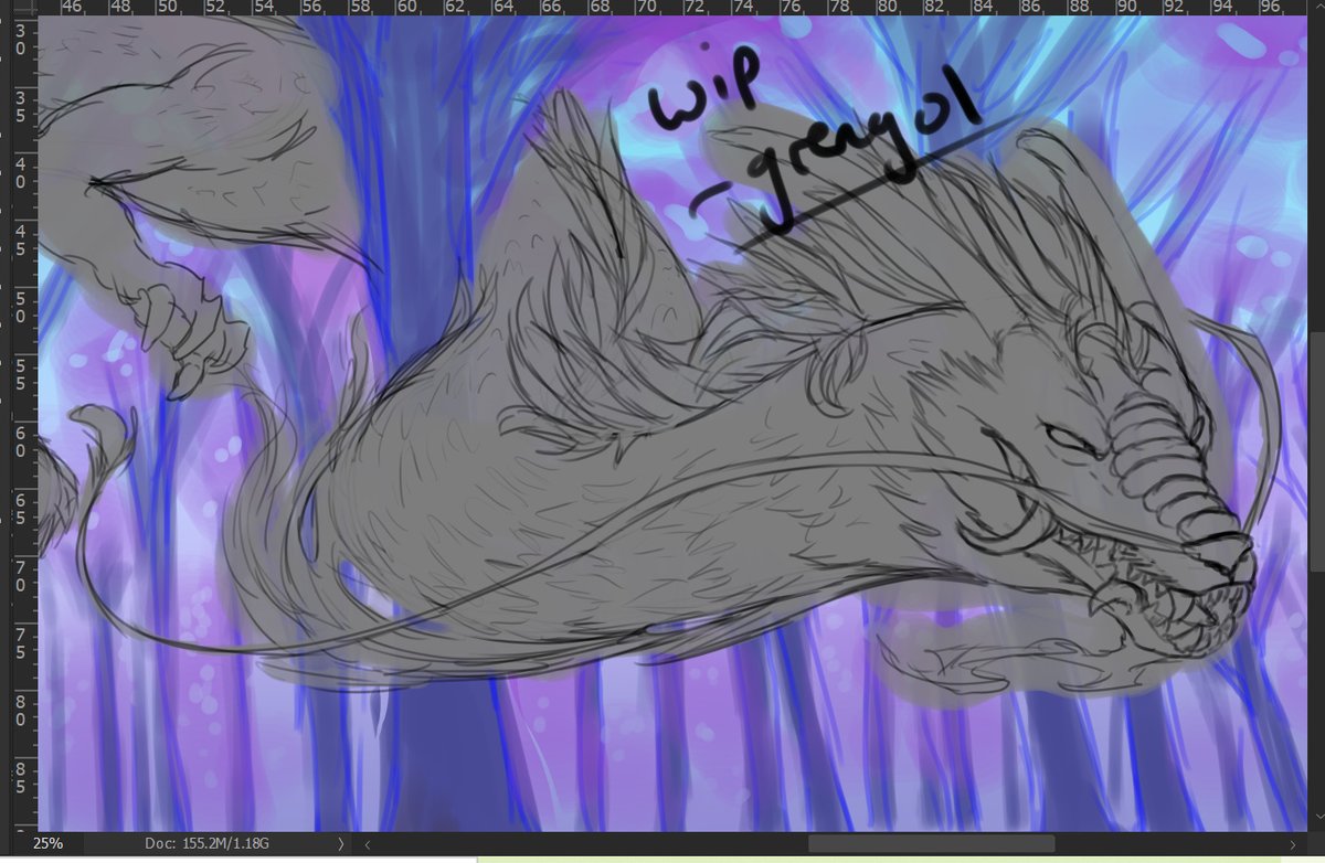 grenyolscanvas's tweet photo. A lil dragon wip from me, It's been a while since I've drawn a big dragon piece 😁

#dragon #fantasy #photoshop #drawing https://t.co/yxuWTHKjfN