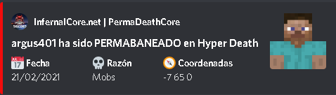 HyperdeathSMP's tweet photo. Aguantar no era suficiente..

Argus401 ha sido hyperbaneado... https://t.co/pu2dzM9y17