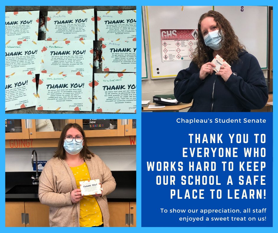 CEandSSchool's tweet image. For #BonSoo #WinterOlympics, Chapleau&apos;s Student Senate wanted to show their appreciation for everything the staff at CESS do to keep our school safe! #ADSBLearns #takecareadsb