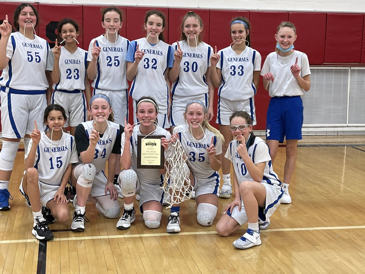 Cutting down the nets!  Congrats to the 7th grade ladies.  Winning the Championship against Perrysburg!