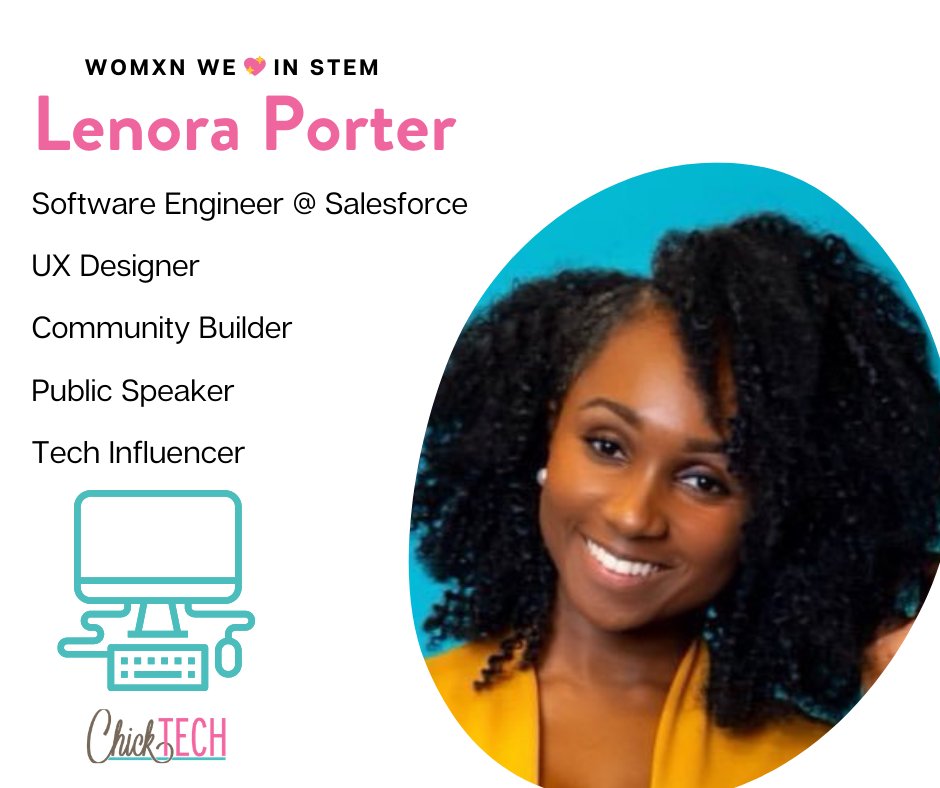 ChickTechATX's tweet image. A former school teacher turned designer, @lenoraporter_, can do it all. Lenora&apos;s love for design goes beyond her work, she also creates content for Facebook, YouTube, and Twitch. We 💖 this womxn in #STEM! Learn more about her ➡️   lenoraporter.com