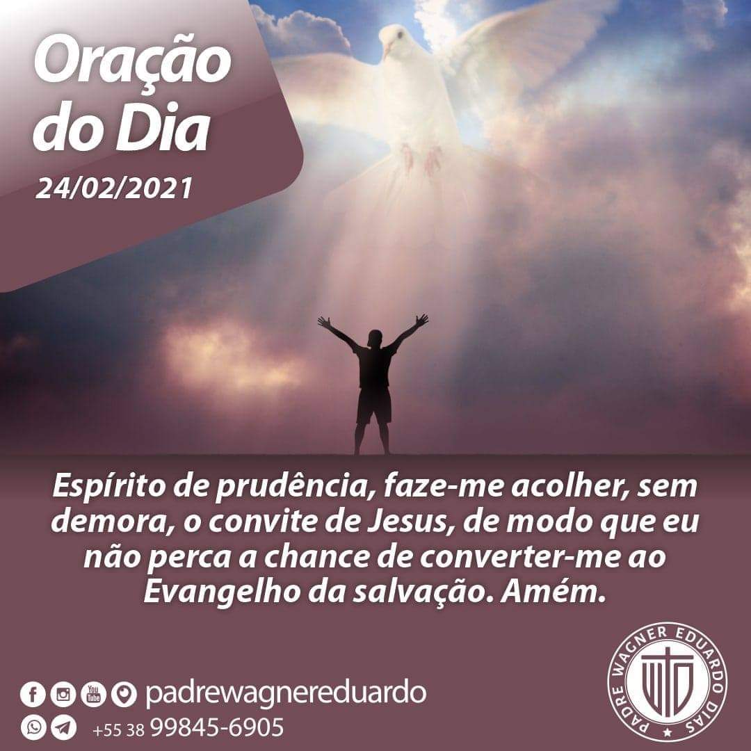 PeWagnerEduardo's tweet photo. #OraçãodoDia #OraçãodeHoje #oração #dia #hoje #prudência #acolhe #convite #Jesus #converter #Evangelho #Salvação
ORAÇÃO DO DIA:
Quarta-feira - 24/Fevereiro/2021 https://t.co/WKODLaSgkH