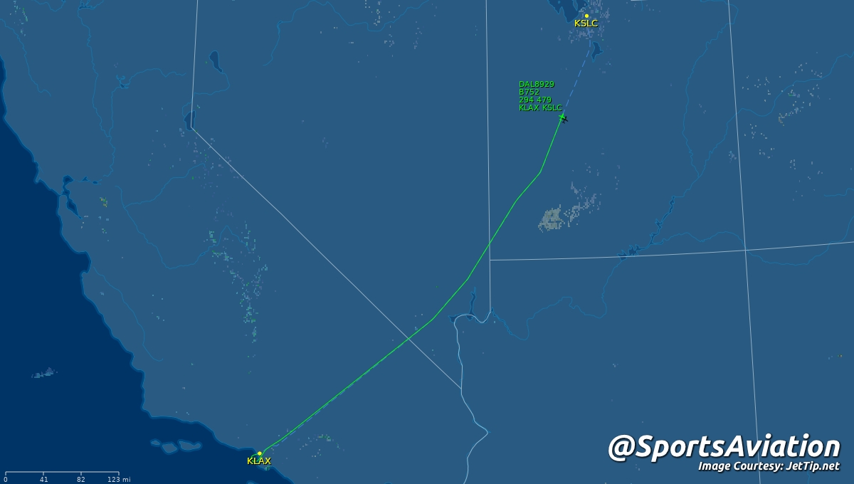 SportsAviation's tweet image. 🏀 Los Angeles Lakers (@Lakers)
🗒️ #LakeShow to Salt Lake City for one-game trip
🆚 Utah Jazz #TakeNote #LALvsUTA
✈️ DAL8929 | N649DL | B752
🛫 LAX - 2:43pm PT
🛬 SLC - 5:02pm MT
Track Here👉🏼: jettip.net/airport/kslc/5…