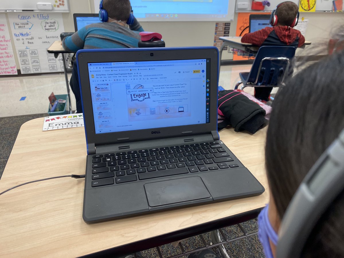 MrsPuleoNRCS's tweet photo. We started a new Progression Board today, this time learning about Context Clues to strengthen our vocabulary as we come across tricky words! Each student designed a game piece to move along the way. Today we started with the “Engage” step for our initial self-led learning. 🥳 https://t.co/4mlrriJhpN