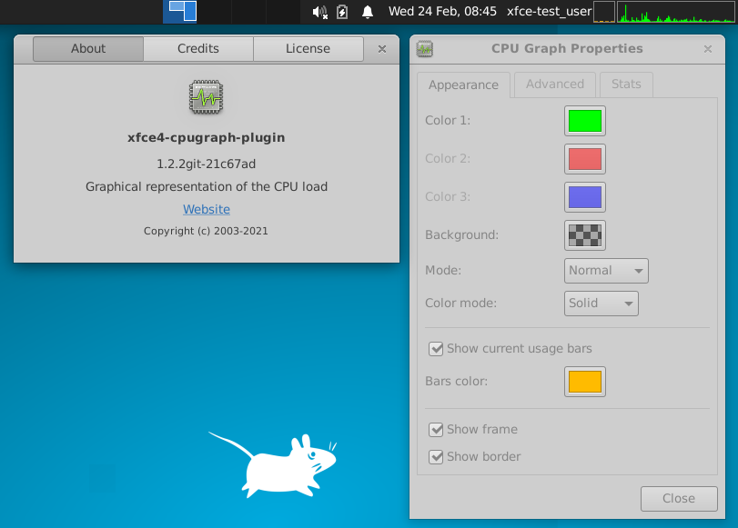 XfceNation's tweet photo. Xfce Plugin Release: CPU Graph 1.2.3

Main Features: support for per-core history graphs and improved rendering performance for LED &amp; grid. #Xfce #XfcePanel #XfceDevelopment #XfcePluginRelease

https://t.co/QYiU7JC5DR

Test it and report bug https://t.co/gZy9yJlHXp https://t.co/uSdrucIlw6