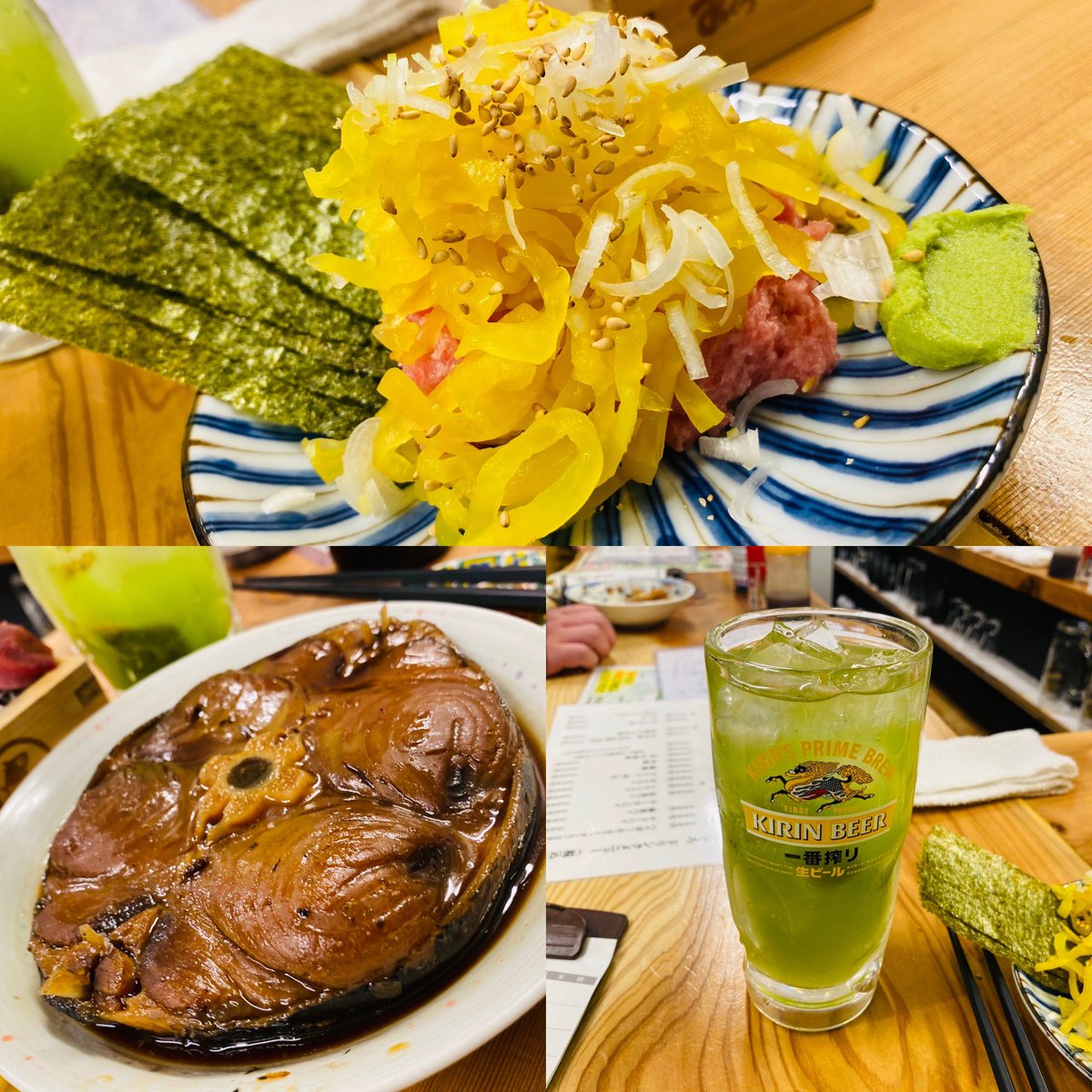 せんべろnet 池袋 西口 ロサ会館の おぐろのまぐろ さんへ再訪 まぐろ料理て一杯できる立ち飲み居酒屋 本まぐろ枡盛り199円 とろたく399円 テール煮付499円 本日の おすすめ どれもこれも美味しくて玄米茶割りがすすむ 気軽な雰囲気で一人飲みに