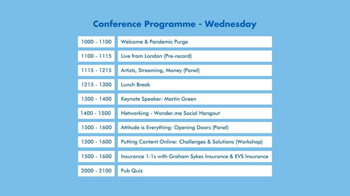 BritArtsFests's tweet photo. Here's the programme for Day 1 of our #ConferenceForFestivals, kicking off at 10am.

#BAFA21 #RewindPlayForward https://t.co/2JRheTqwke