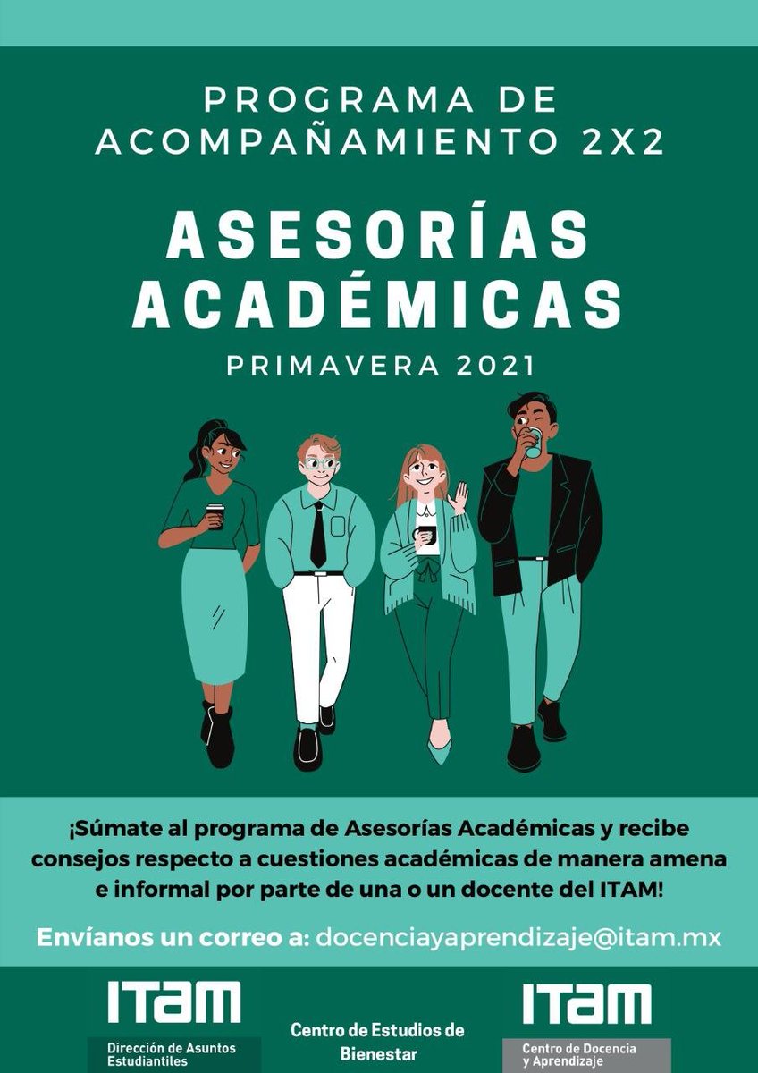 ¡ATENCIÓN!🚨🚨🚨 ¡Alumna o alumno de primer semestre! Aprovecha el programa de Asesorías Académicas diseñado para ayudarte en el proceso de adaptación a la vida universitaria en el ITAM. ¡Súmate y recibe consejos de tus profesores respecto a cuestiones académicas!✍️📝💡