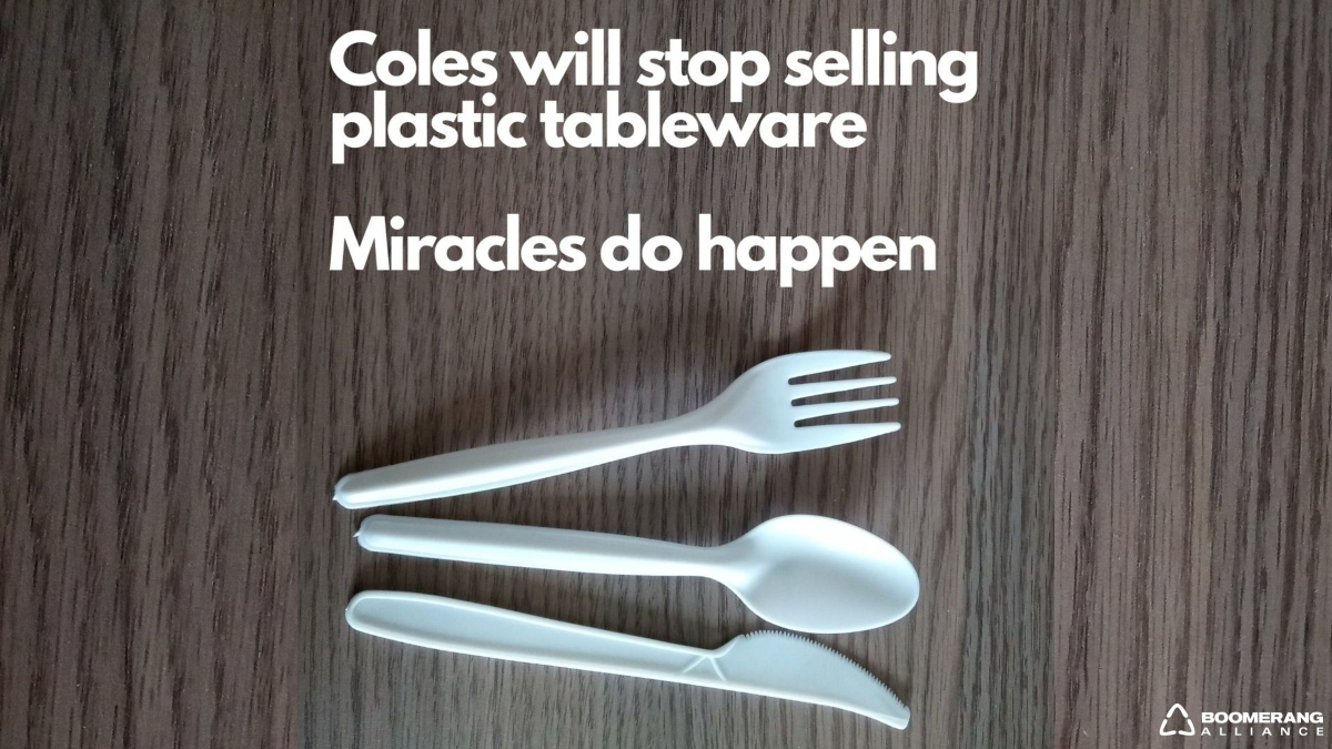 BoomAlliance's tweet photo. From July 1 @Coles will no longer sell single-use plastic tableware products including cups, plates, bowls, straws and cutlery👏👏 Huge congrats on a fantastic move - motivated by pressure from our supporters and buying public. But there's a lot more do
#plasticfree #coles https://t.co/rBwqTFQM2r
