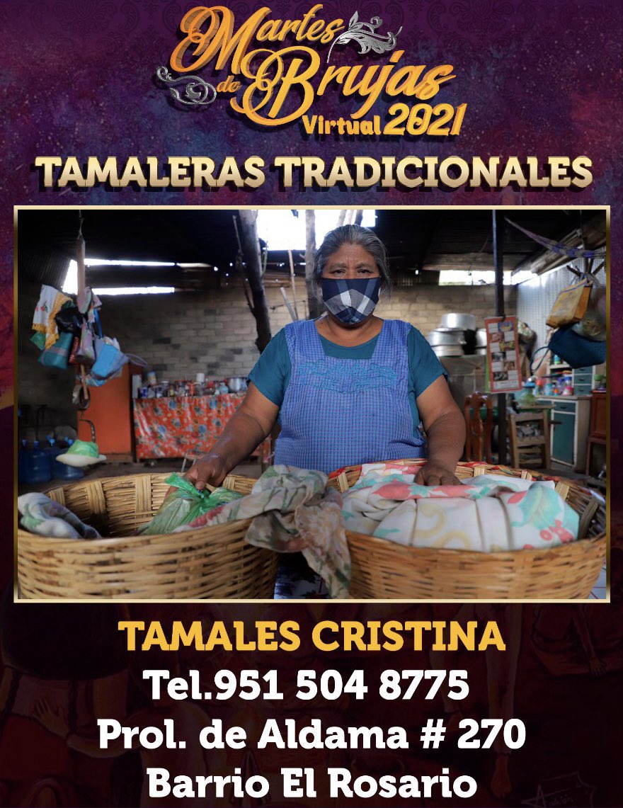 Doña Cristina se encuentra vendiendo en Prolongación de Aldama #270 en la Cabecera Municipal, los invito a visitarla y apoyar a nuestras tamaleras tradicionales.