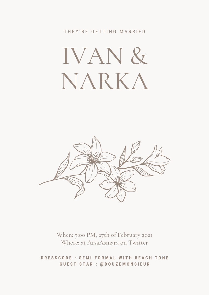 ArsaAsmara's tweet photo. ㅤ
ㅤㅤㅤㅤ   ꒰   ˖⠀THE WEDDING.   ꒱ 

ㅤㅤ     ❝ The highest happiness on earth
ㅤㅤㅤ     is the happiness of marriage ❞

ㅤ   ㅤ    @Ieemacrk  ♡̸  @injujn

ㅤㅤㅤ   📍 @ArsaAsmara 

                    #AsmaraIvaNarka https://t.co/uVTeRtlI6J