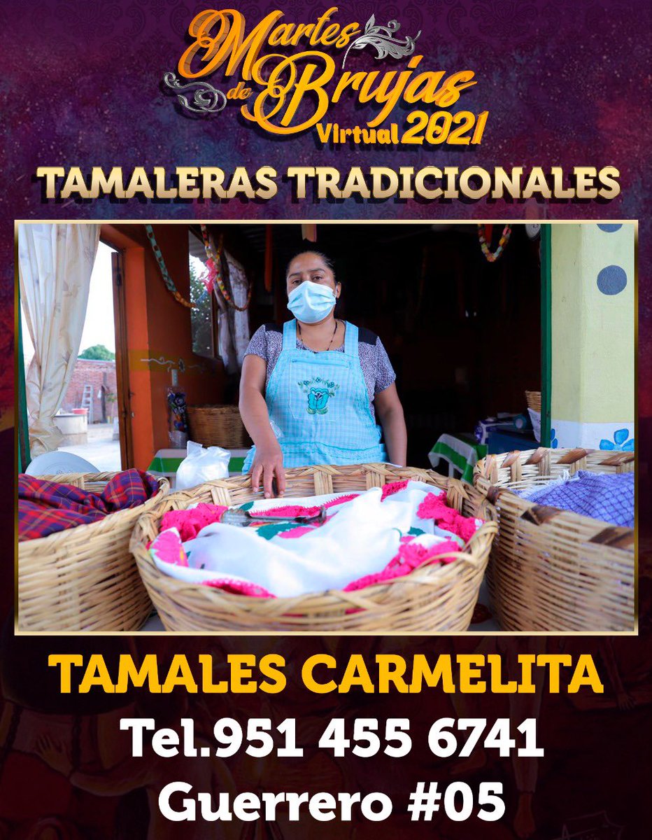 Este primer #MartesDeBrujas no se pueden quedar sin probar los ricos tamales xoxeños, visiten tamales “Carmelita” en Guerrero 5, Cabecera Municipal de Santa Cruz #Xoxocotlán. ¡Recomendados!