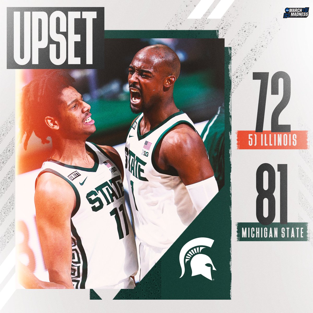 MarchMadnessMBB's tweet image. SPARTY STUNS NO. 5 ILLINOIS 😤

Michigan State upsets the Fighting Illini for a big win at the Breslin Center! #SpartanDawgs