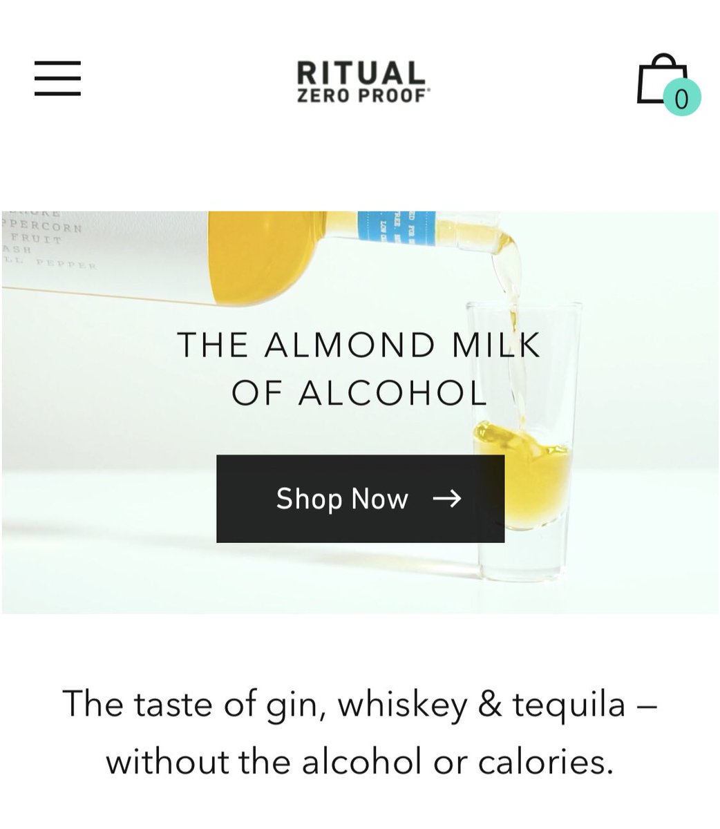 “The almond milk of alcohol.”

100% trying <a href="/ritualzeroproof/">Ritual Zero Proof</a> solely because of this headline; that copywriter knows their audience damn well 👌