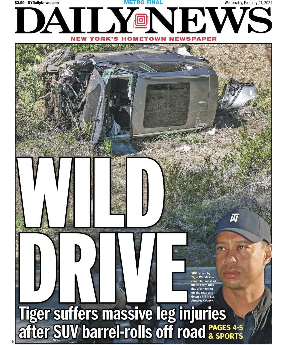 Wild drive Tiger Woods suffers massive leg injuries after SUV barrel rolls off road