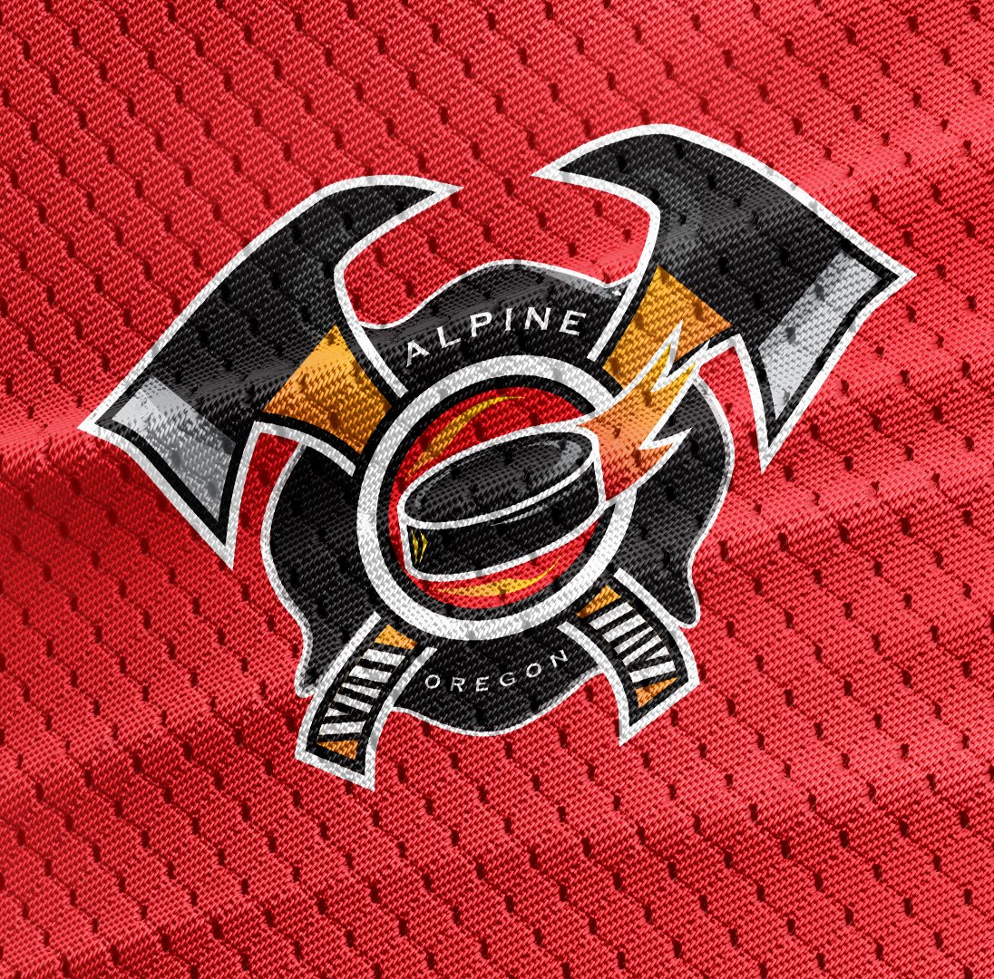 itchellmitchell's tweet image. Random city, random detail about town for a hockey team logo. Alpine, Oregon, burned down 3 times. #LogoDesign #GraphicDesign #NHL
