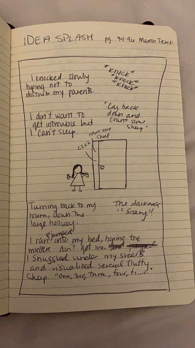 ms_hennington's tweet photo. Watch as i begin to transform a narrative writing about a sleepless night when I was a child. 

I used ‘drawn together ‘ by Minh Le to encourage me to “show, and not tell”— a strategy for narrative writing. 

#reseteachersread #RESEteacherswrite #writerslife https://t.co/9jw8CS7bP1