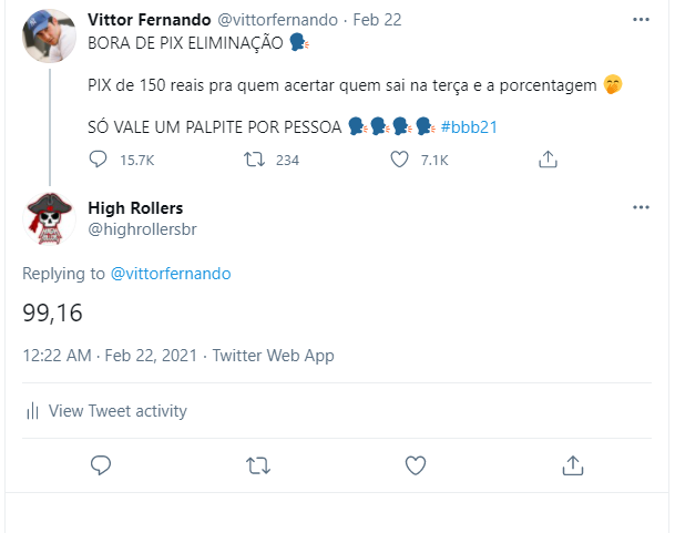 highrollersbr tweet picture