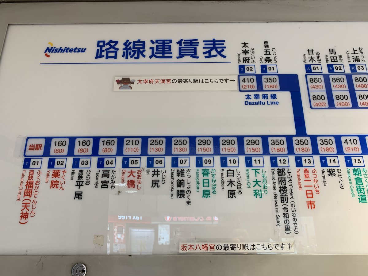 ぶらくら 西鉄電車 21年2月6日の西鉄福岡 天神 駅 福岡市中央区 時刻表 土日祝の特別ダイヤ 路線図 T07 雑餉隈駅 その隣は T09 春日原駅 ぶらくら 西鉄電車 21年2月6日の西鉄福岡 天神 駅 福岡市中央区 時刻表 土日祝の特別ダイヤ 路線図 T07 雑餉隈駅 その隣は T09 春日原駅
