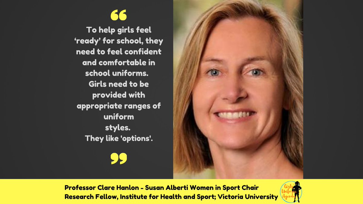 ** GUA SUPPORTER: PROFESSOR CLARE HANLON **

We're delighted Prof. Clare Hanlon has joined as our latest GUA Supporter.  We love that Clare sees GUA as ‘the voice’ to help policy makers understand importance of implementing informal + formal uniform options.
#GirlsWearPantsToo