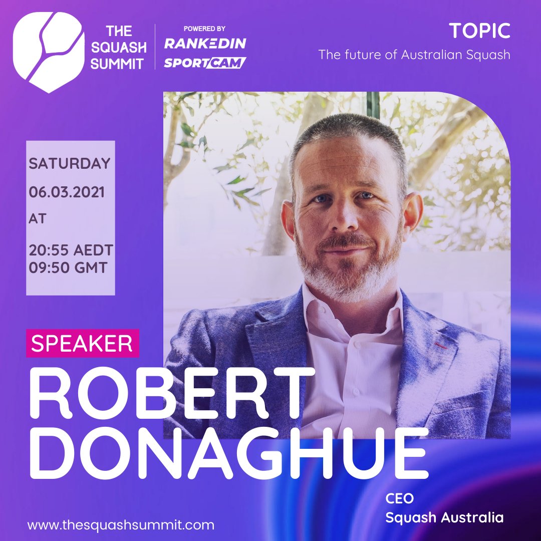 Sportageous1's tweet photo. Robert Donaghue (@rdonaghue) is the new CEO of @Squashoz.
With a new vision and outlook to grow the game in Australia, Robert is all set to share his thoughts and ideas as the new head of one of Australia's most successful sports.

FREE REGISTRATION ➡️ https://t.co/eX3G7XPeb9 ⬅️ https://t.co/96rXX5JBuk