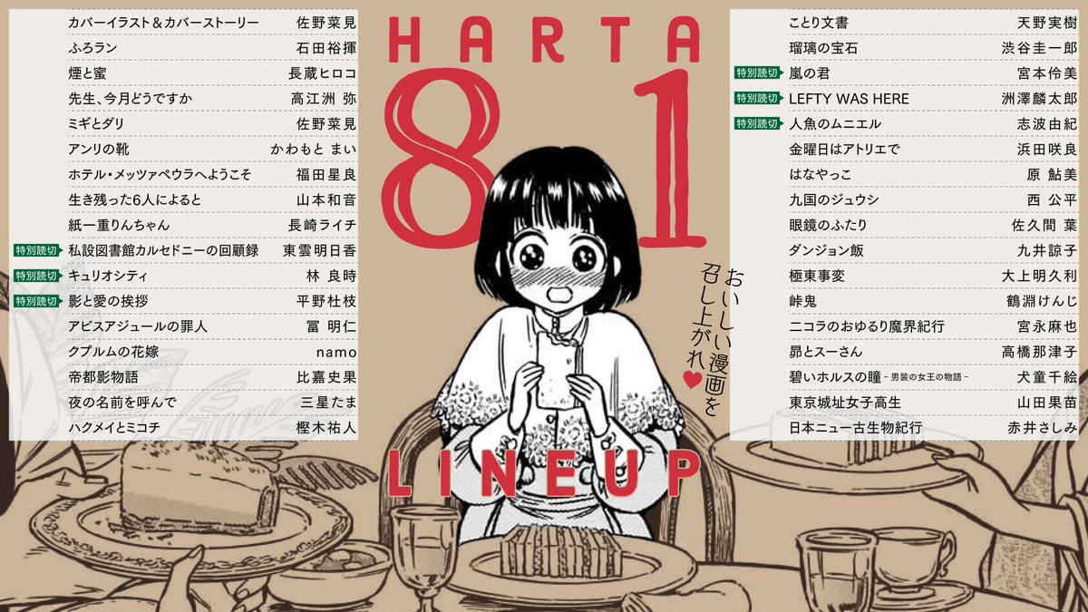 ハルタ 2月15日発売 ハルタ81号 21年最初のカバーイラストは佐野菜見さん キラキラと輝く 宇宙飛行士が目印です とじ込み企画は ダンジョン飯 ラフスケッチ集第4弾 フルカラー全24ページに漫画も収録 本誌では新人6人の読切パレードを開催