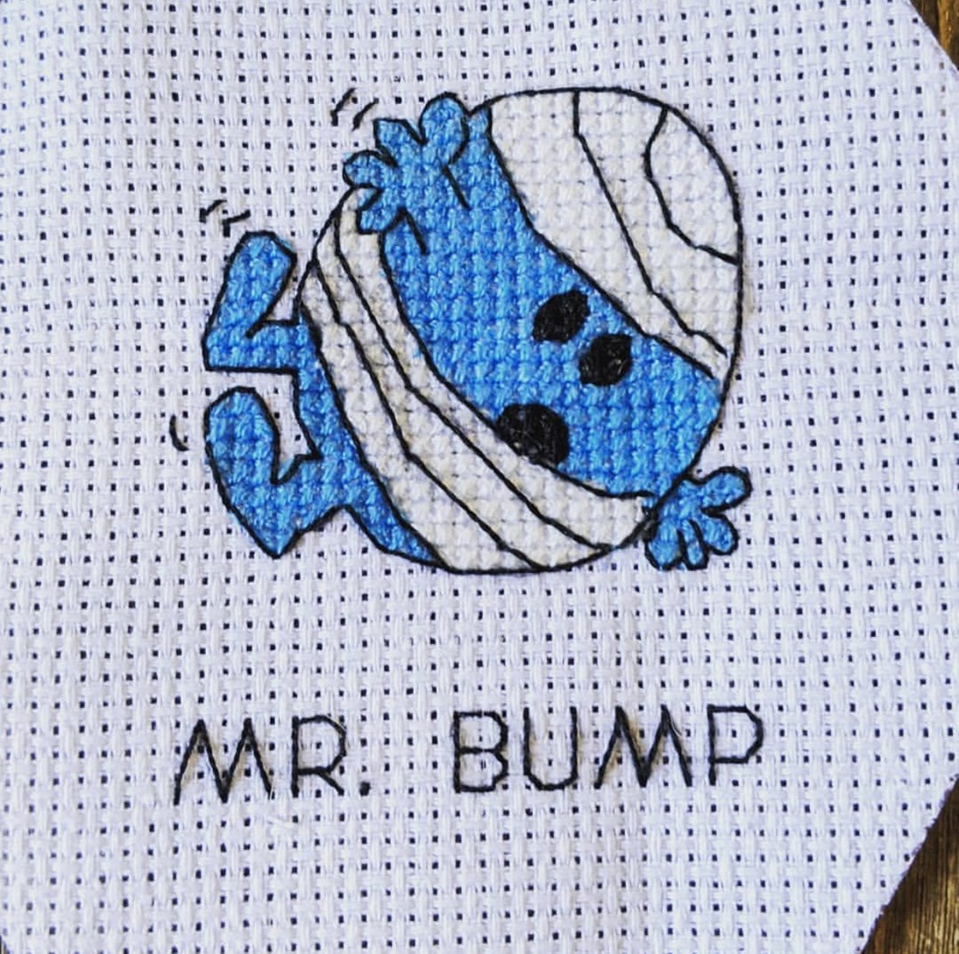 The cutest cross stitch 💙 Poor Mr. Bump just can’t stop having accidents. If there was something for Mr. Bump to bump into, he'd bump into it all right ✨

📸: @alexandrajayne.91

#MrMen #MrMenLittleMiss #MrBump #MonsieurMadame #CrossStitch