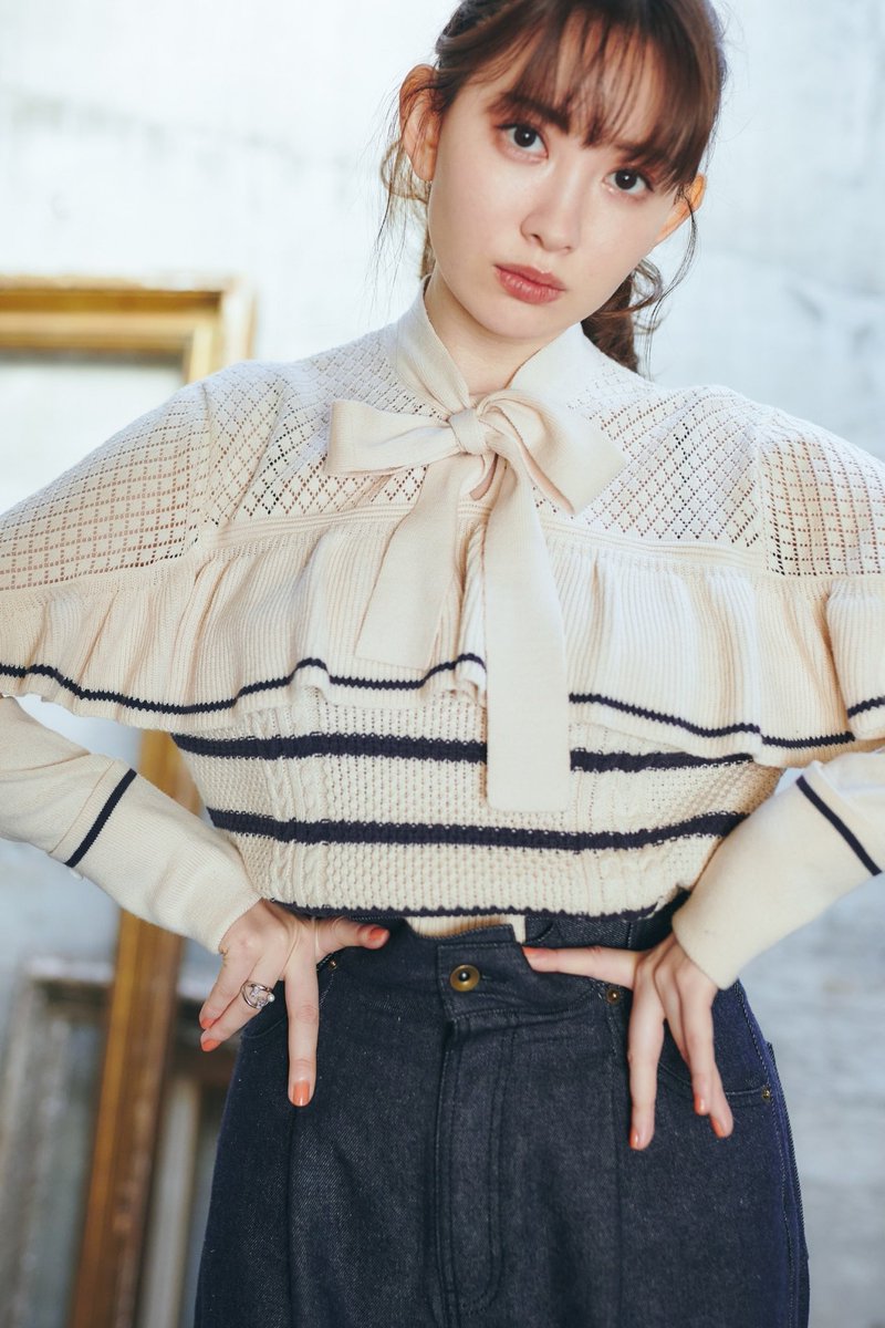 herlipto Romantic Pussybow Striped Top 白