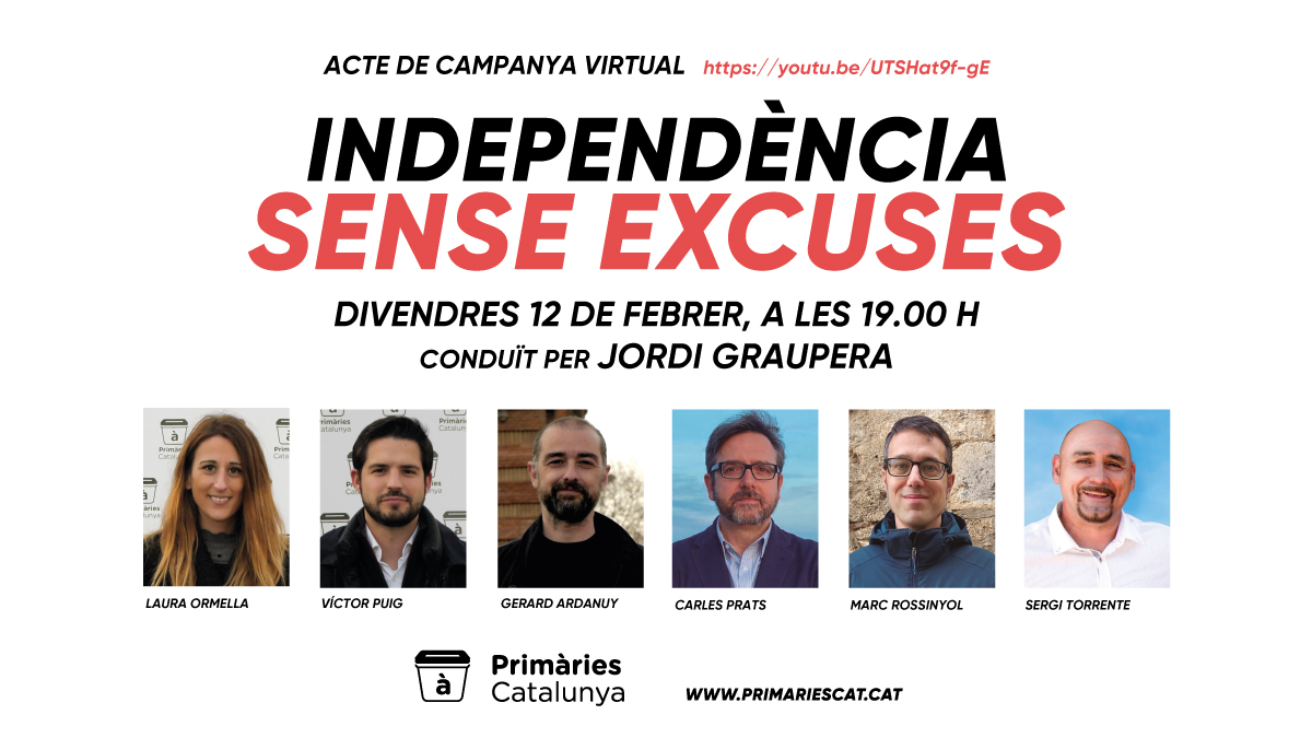 PrimariesCat's tweet photo. AVUI A LES 🕖 19h ACTE FINAL DE TANCAMENT DE CAMPANYA amb TOTS els caps de llista conduït per @JordiGraupera 

📌 Barcelona
Laura Ormella
Víctor Puig
Gerard Ardanuy

📌 Lleida
Sergi Torrente

📌Girona
Marc Rosinyol

📌Tarragona
Carles Prats

📹 Connecta't
https://t.co/uauSg1XksV https://t.co/jyMlsoIwS9