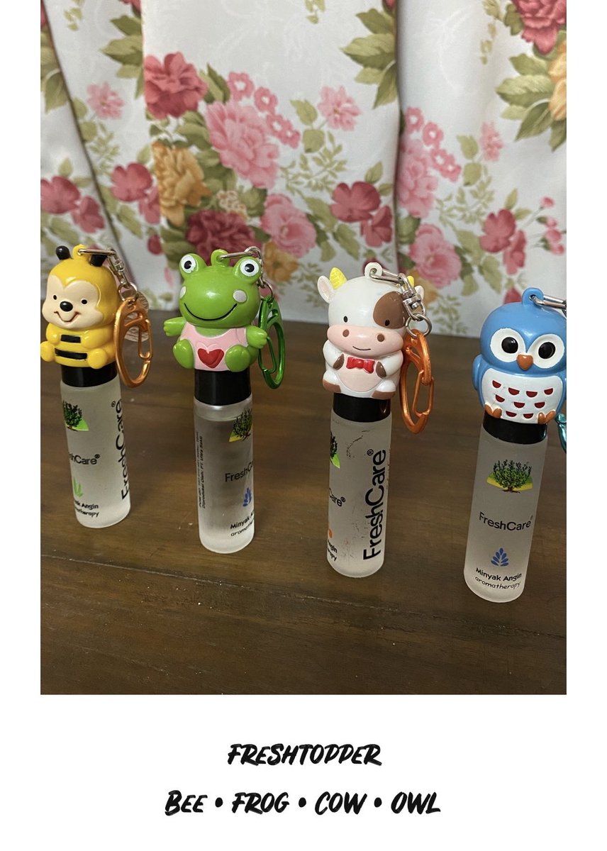miramalinaz's tweet photo. Korang yang seharian ODL dan WFH tu perlu ditemani ✨Minyak Angin Aromatherapy Freshcare✨ 

💕wangi dan menenangkan 
💕bentuk roll on, tak mudah tumpah

✅1 botol RM6
✅Beli 3 percuma 1 freshtopper
✨Bee 🐝 
✨Frog 🐸 
✨Cow 🐮 
✨Owl  🦉 

📲 https://t.co/D3zicfam6r https://t.co/lIqX1Uq1fM