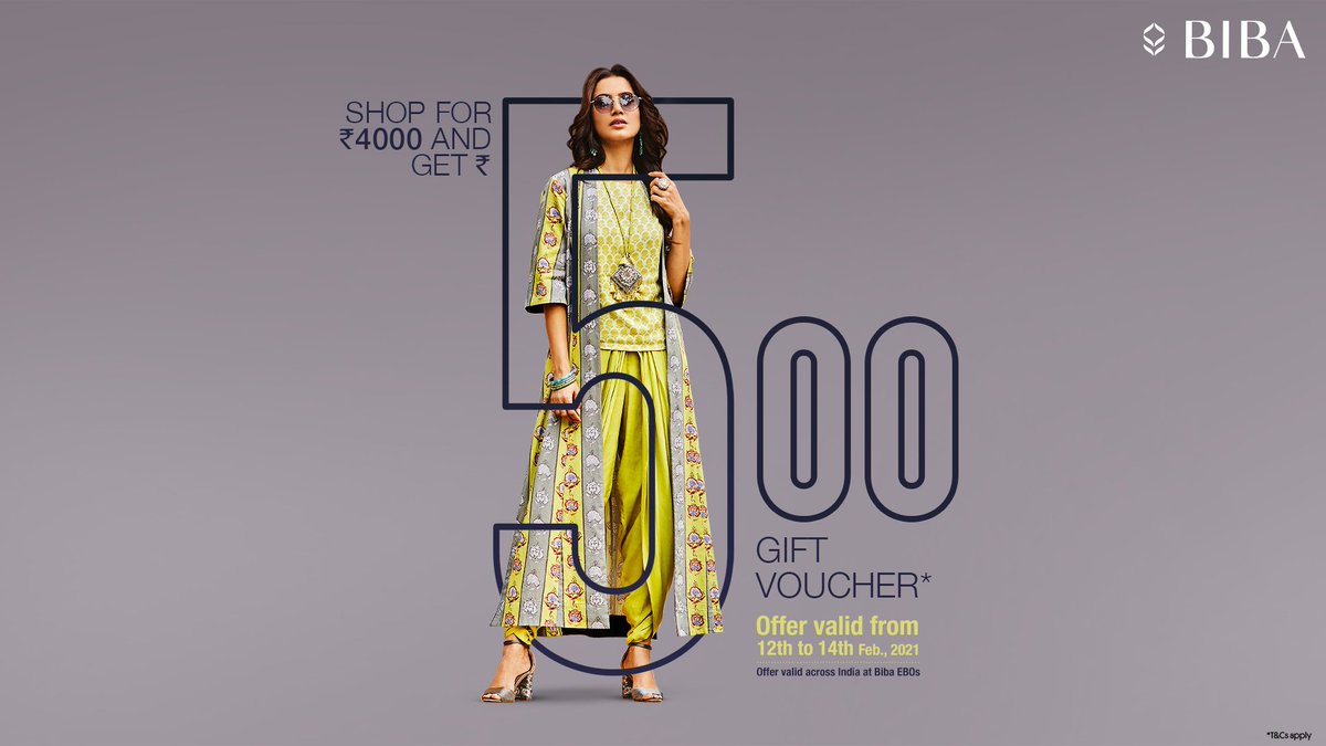 Still thinking of the perfect #ValentineDay plan?
We've got just the thing in store for you!
Shop at your nearest #Biba store* for Rs.Β 4000 and get a Rs. 500 gift voucher.Β
*Offer valid across India at Biba stores. https://t.co/JXFfphvuKA
