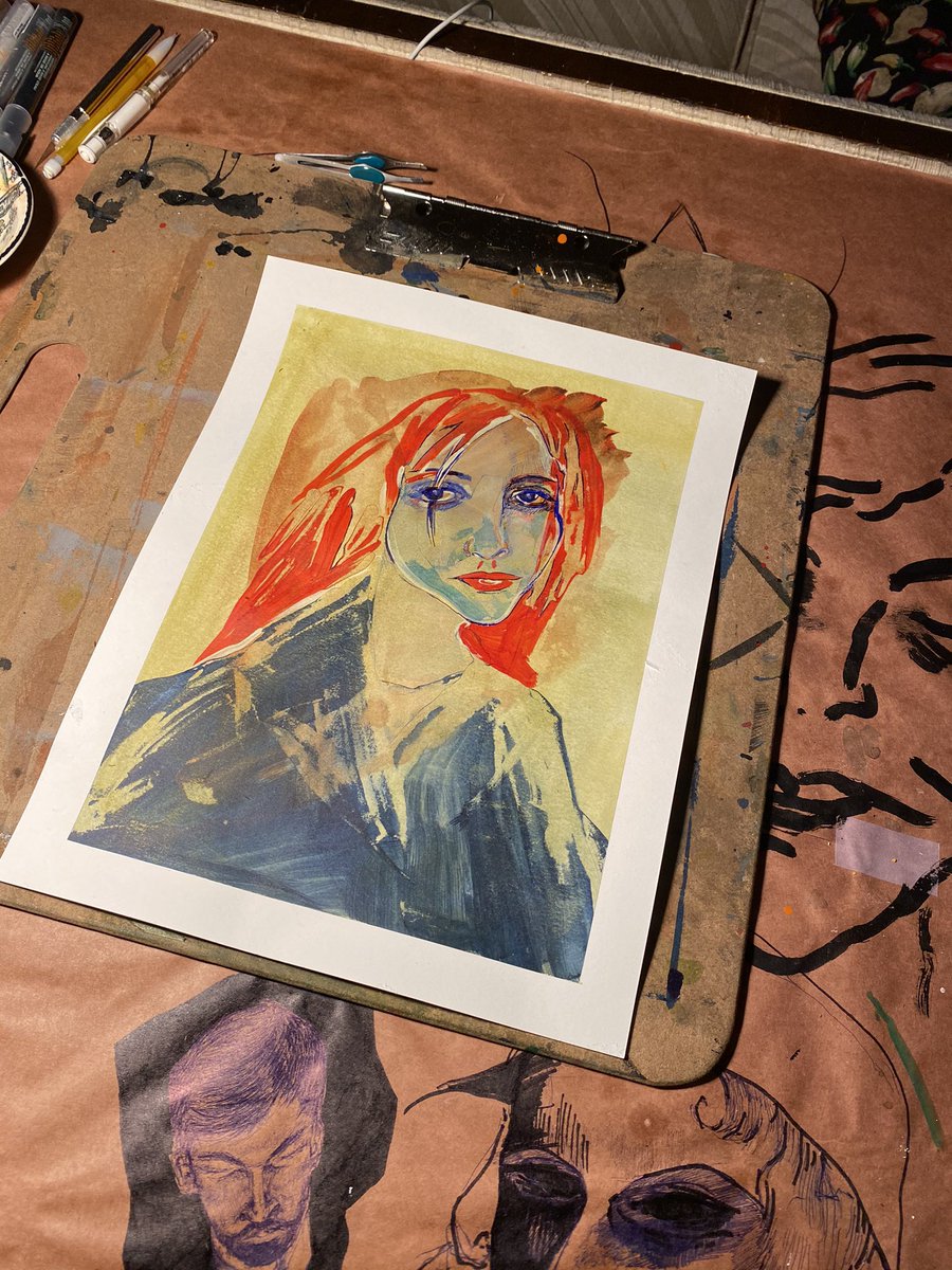 picklewhiskey's tweet photo. yesterday i woke at 8:30am just to paint terrible hayley williams fan art https://t.co/Z33B1TPpkJ