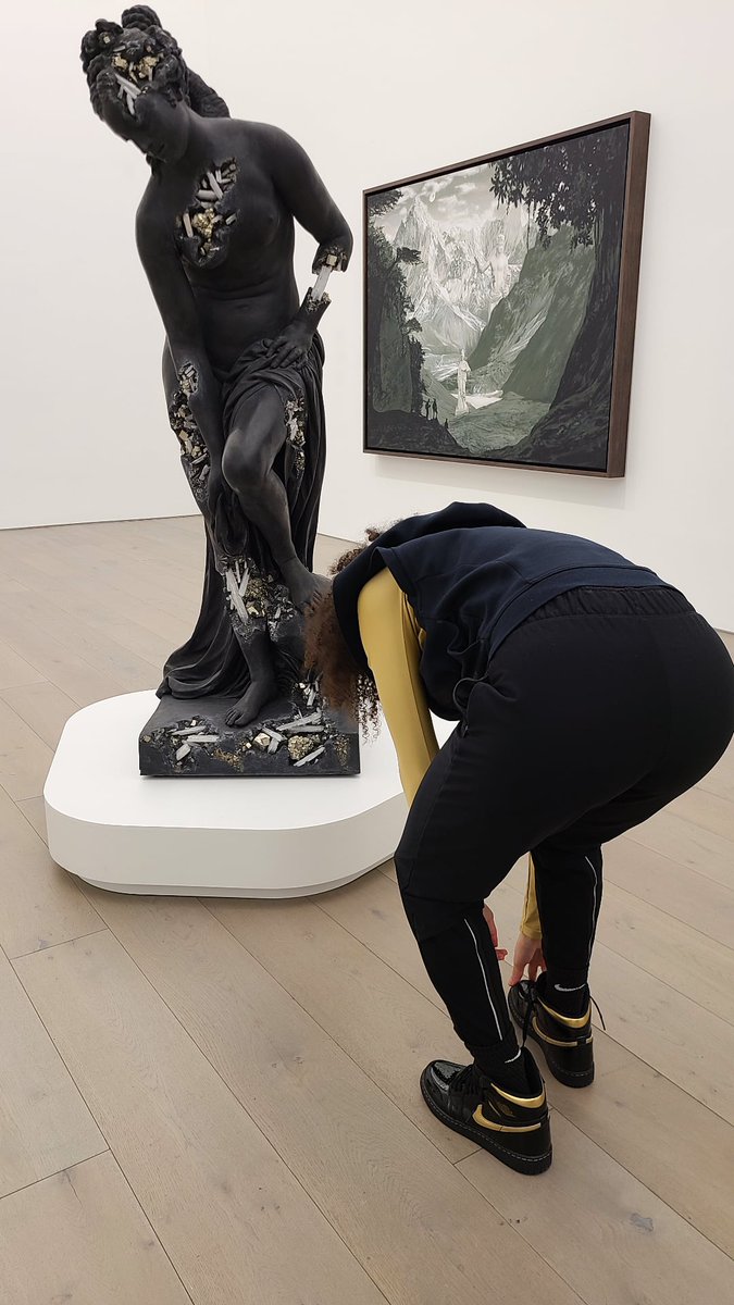 JenCuf's tweet photo. Neva gonna stop lickin' my finger to clean the scuff off my kicks . . .

#AlwaysSanitize #SwooshGang @DanielArsham @galerieperrotin https://t.co/xtAyKTfJUL