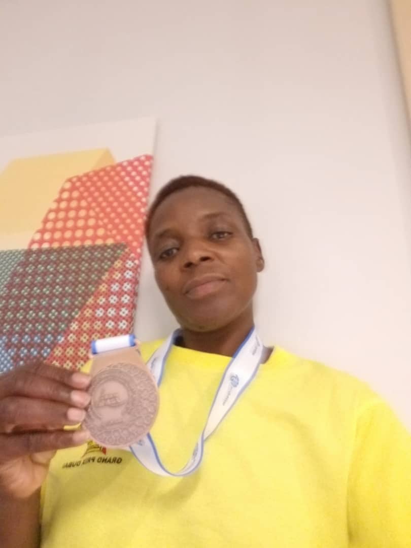 Margret Bangajena (43) won a bronze medal at the World Paralympics Athletics Grand Prix in Dubai in the 800 metres T53/54 wheelchair event. Margret is a civil servant in the MLAFWRR under  Seed Services Institute.