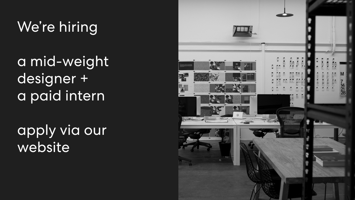 If you are interested in working with us, we'd love to hear from you. studiomass.com.au/jobs/ 

#designjobs #ui #ux #designer #midweight #digital #productdesign #applynow