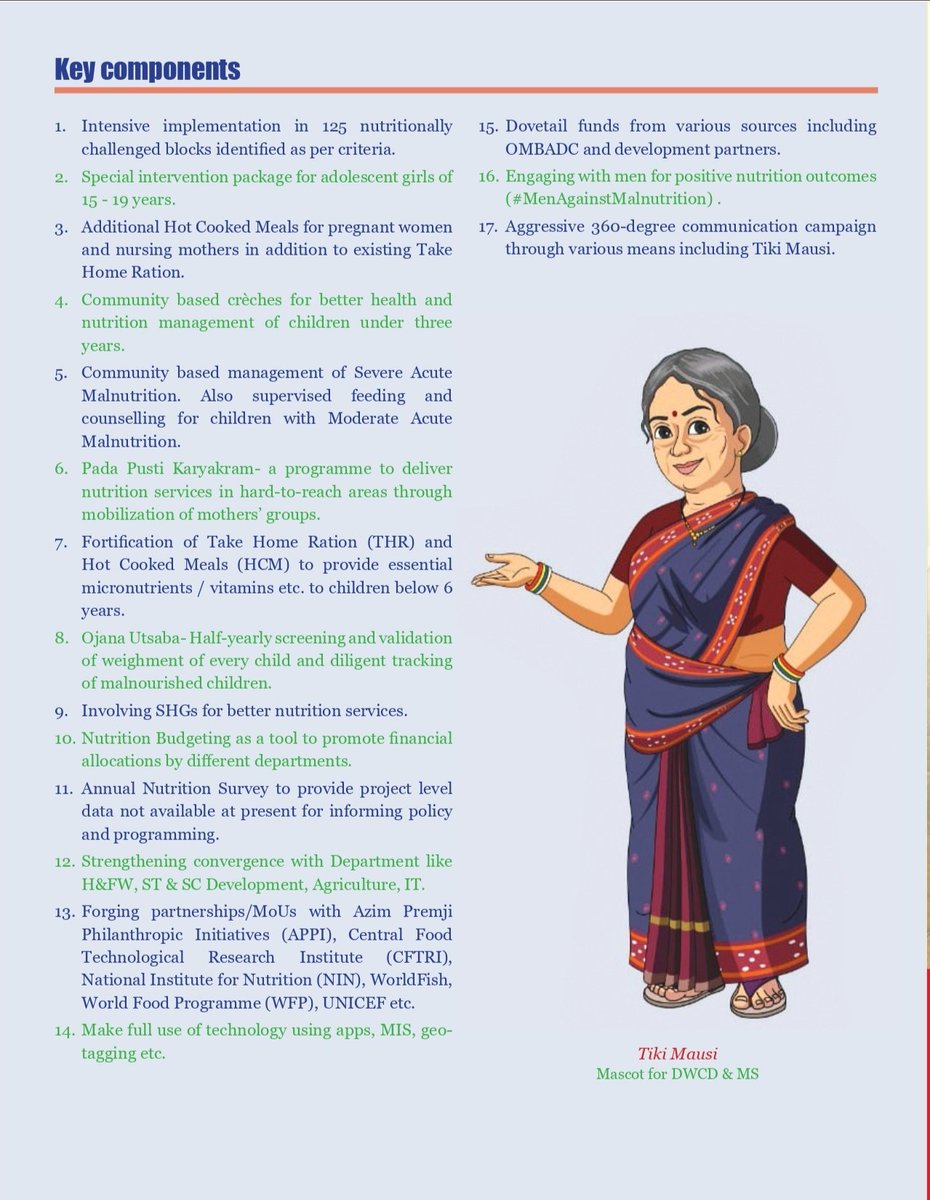 WCDOdisha's tweet photo. Special package for adolescent π, additional #HotCookedMeals for π€° & nursing women, crΓ¨ches for children under 3, early screening of children and coverage of MAM and SAM children are some of the key interventions under #SOPAN.
#TikiMausiKuhe #TikiTalks
@MinistryWCD @CMO_Odisha https://t.co/aYOszP2Uhp
