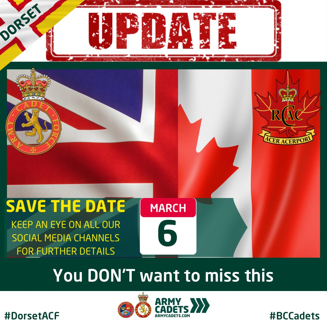 Dorsetacf's tweet photo. Things are moving fast & plans for our joint venture with The RCACC are really taking shape!
If you’d like to be part of this amazing event on March 6th then why not join our specially created FB Group? (Cadets Only)
https://t.co/xdIqsLV3wd
#ACF #RCACC #DorsetACF #BCCadets https://t.co/xyOnmvzsII