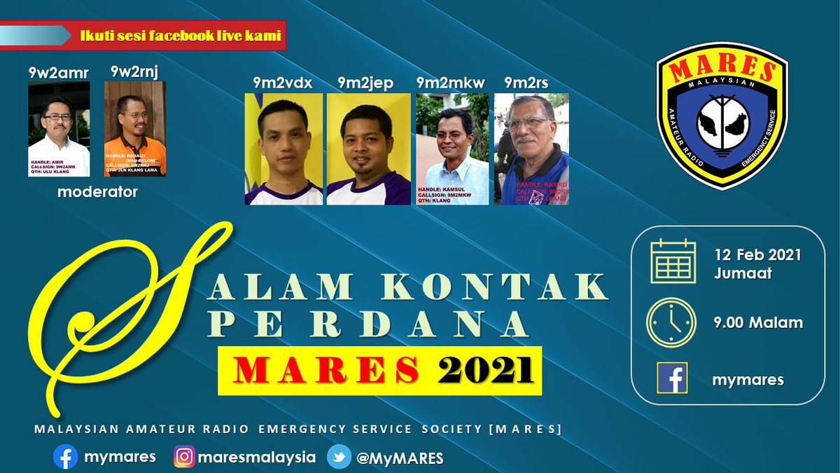 MyMARES's tweet photo. Dijemput kepada semua Warga MARES untuk bersama-sama ngeteh virtual dengan nine-mike baru dan lama ni. 

Sesi akan dikendalikan oleh 9W2RNJ bersama 9W2AMR. 
Jom ramai ramai.. 

Jumaat, 12 Februari 2021, 9 malam di FB MARES. https://t.co/MtRo3Kodrx