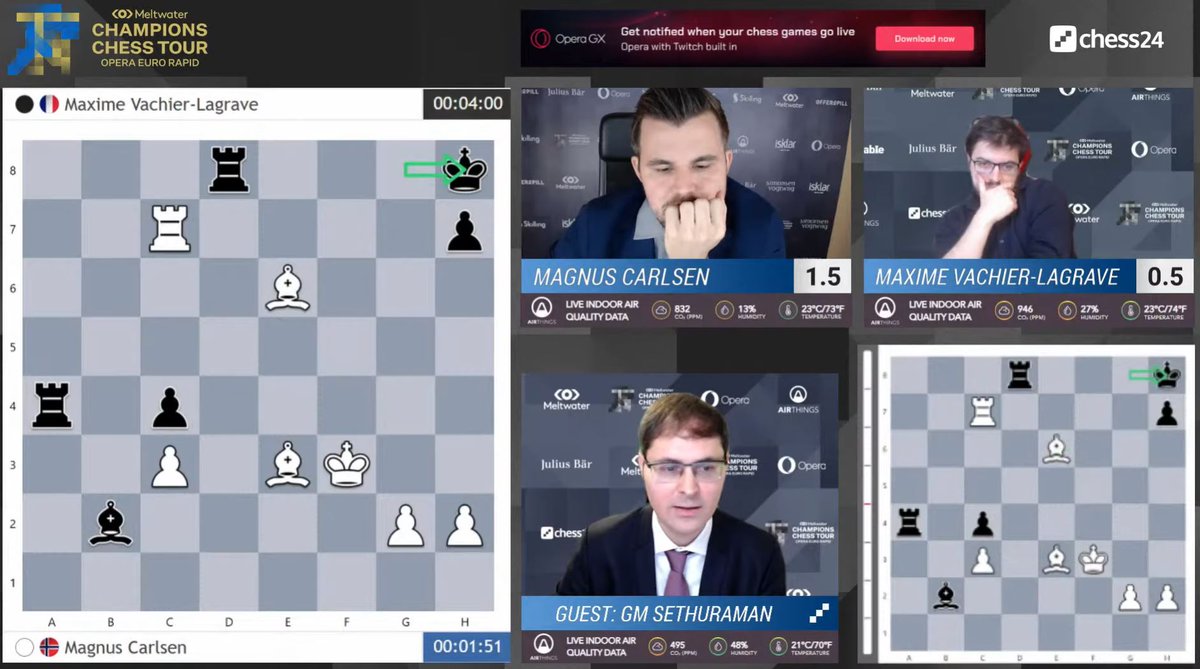 Opera Euro Rapid SF Day 1: Carlsen misses simple win against Vachier-Lagrave