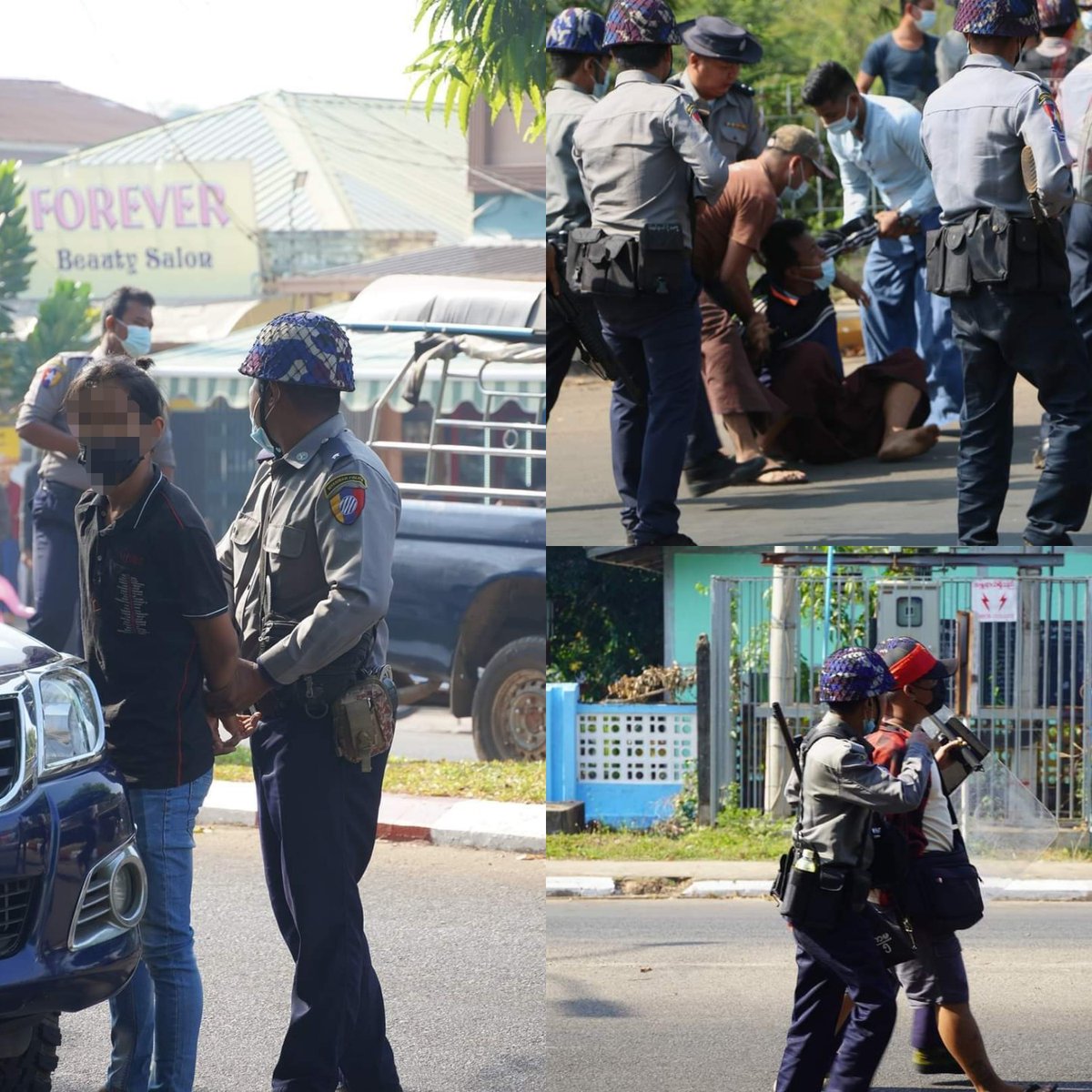 L7Hoon's tweet photo. FREE OUR LEADERS
Today the polices arrested our students (both boys and girls) and hitted inhumanely.We are in the air seeing that they even kicked the girls.They didn't break the polices' 3 boundaries.Then they shoot with their guns.
#Feb12Coup 
#WhatsHappeningInMyanmar https://t.co/3sEHIPnt1r