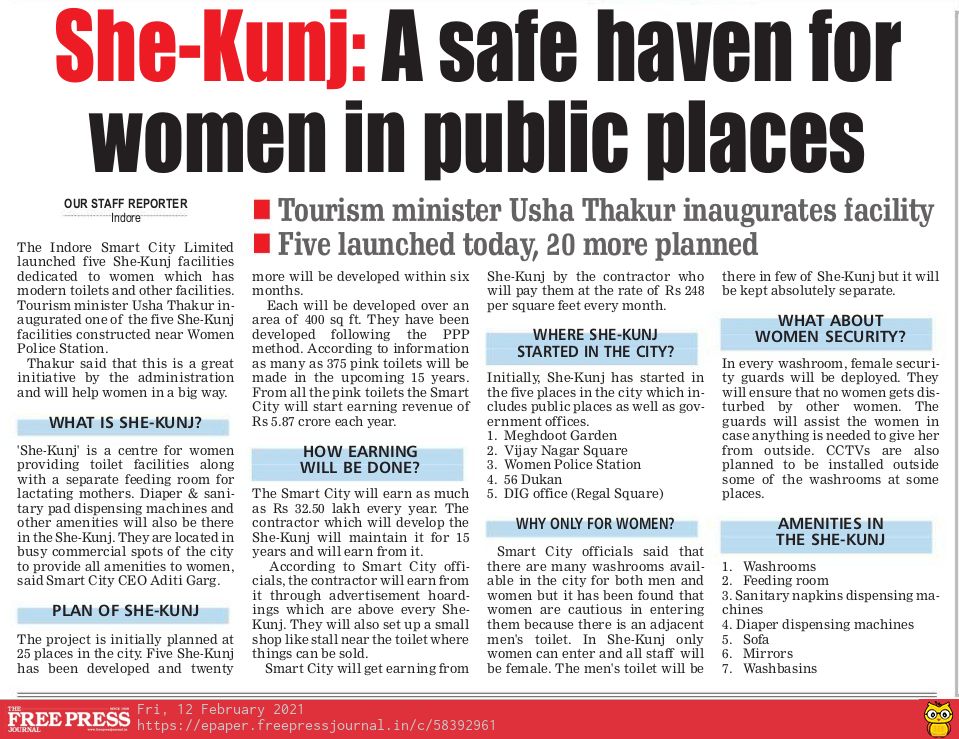 She-Kunj: A safe Haven for women in public places.

#TransformingIndia
#SmartCityIndore
#SheKunj
#SwachhtaKaPunch
