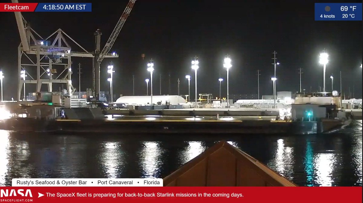 Departure! JRTI droneship is outbound for the Starlink V1 L17 mission. 

During the postponement period, SpaceX techs were seen working 24/7 to carry out upgrades/maintenance.

Captured via NSF Fleetcam: youtu.be/gnt2wZBg89g